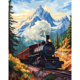 Kit de peinture par numero - Train à Vapeur & Montagnes