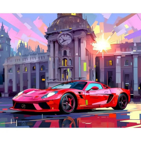 Kit de peinture par numero - Bolide Rouge & Éclat du Crépuscule