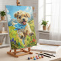 Kit de peinture par numero - Chiot Doré Aventureux au Foulard Bleu