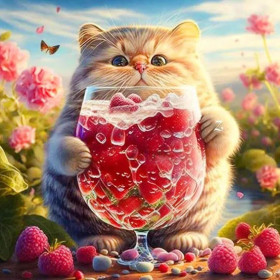 Kit de peinture par numero - Gourmand Tableau Félin Fruité