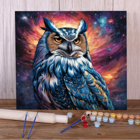 Kit de peinture par numero - Hibou Cosmique - Kit Art Fantaisie | Art Zen