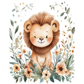 Kit de peinture par numero - Bébé Lionceau Fleuri