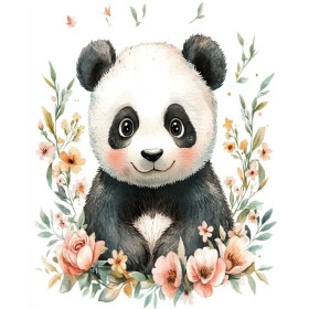 Kit de peinture par numero - Bébé Panda Fleuri