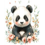 Kit de peinture par numero - Bébé Panda Fleuri