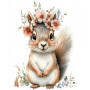 Kit de peinture par numero - Écureuil et Couronne de Fleurs - 15x20cm