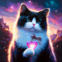 Kit de peinture par numero - Chat Céleste au Cœur de Lumière