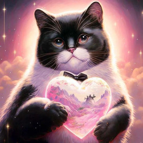 Kit de peinture par numero - Chat Cupidon Romantique au Cœur de Cristal