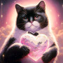Kit de peinture par numero - Chat Cupidon Romantique au Cœur de Cristal