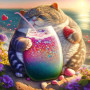 Kit de peinture par numero - Smoothie Tableau Félin Rafraîchissant