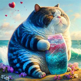 Kit de peinture par numero - Océan Tableau Félin Aquatique