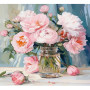 Kit de peinture par numero - Pivoines Roses : Douceur Florale dans un Bocal