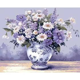 Kit de peinture par numero - Fleurs Mauve Enchanteur