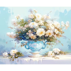 Kit de peinture par numero - Bouquet Céleste de Fleurs Blanches