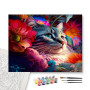 Contenu du kit - Chat Fleuri Onirique Tableau Félin Fantastique