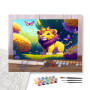 Lion Mignon Papillons Prairie Fleurie Fantaisie Naïve - peinture par numero