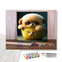Chiot mignon dans pot fleuri - peinture par numero