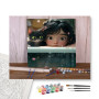 Enfant chat compagnons neige hiver - peinture par numero