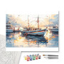 Port au Soleil Couchant et Chalutier - peinture par numero