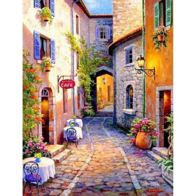 Kit de peinture par numero - Ruelle Fleurie du Sud : Charme de Provence