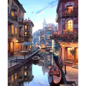 Kit de peinture par numero - Canal Vénitien au Crépuscule : L'Âme de Venise