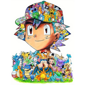 Peinture par Numéro Sacha et le Bestiaire de Kanto (Mosaïque)