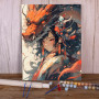 Kit de peinture par numero - La Gardienne du Dragon de Feu : Style Anime Japonais
