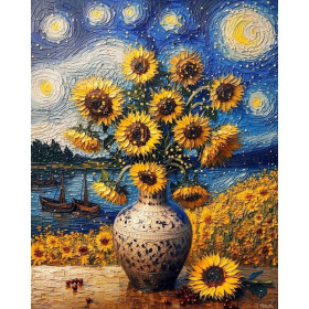 Peinture par Numéro Vase de Tournesols d'Été