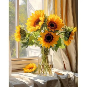 Peinture par Numéro Bouquet de Tournesols de la Fenêtre