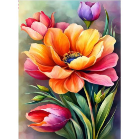 Peinture par Numéro Bouquet Champêtre de Fleurs des Champs