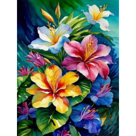 Peinture par Numéro Fleurs de Frangipaniers Délicates