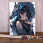 Kit de peinture par numero - La Gardienne du Dragon Sombre : Style Anime Mystique