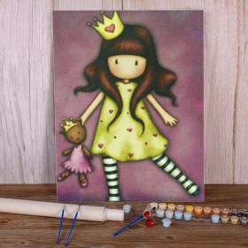 Kit de peinture par numero - Gorjuss : La Princesse Brune et son Ourson