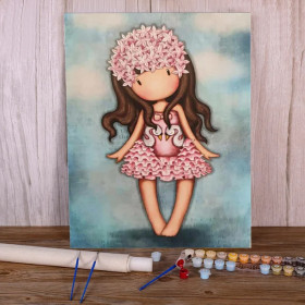Kit de peinture par numero - Gorjuss : La Princesse aux Cygnes et son Chapeau Fleuri