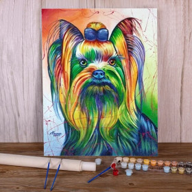 Kit de peinture par numero - Yorkshire Terrier Multicolore Pop Art