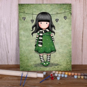 Kit de peinture par numero - Gorjuss : La Petite Kokeshi en Robe de Printemps
