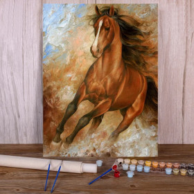 Kit de peinture par numero - L'Élan du Cheval Arabe Alezan