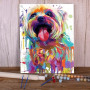 Kit de peinture par numero - Chien Joyeux Pop Art et Coulures Colorées