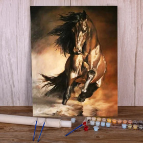 Kit de peinture par numero - Chevaux Fiers Galop de Feu Spectaculaire
