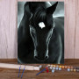 Kit de peinture par numero - Cheval Noir Mystique Aura Ténébreuse