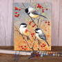 Kit de peinture par numero - Mésanges et Baies Rouges : Trio Hivernal