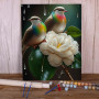 Kit de peinture par numero - Duo d'Oiseaux Arc-en-Ciel sur Fleur Blanche