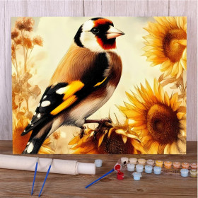 Kit de peinture par numero - Chardonneret & Tournesols
