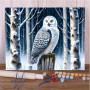 Kit de peinture par numero - Chouette des Neiges dans la Forêt Hivernale